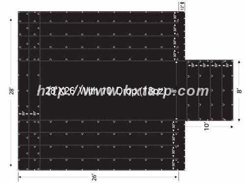 Lumber Tarp 28'X26'with 10'Drop